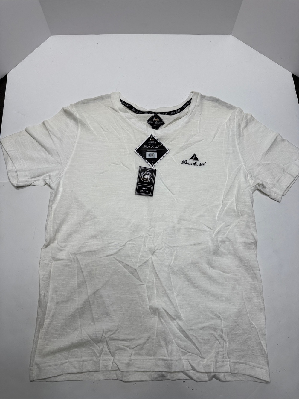 Blanc de Nil Men's White Short Sleeve Logo Tee